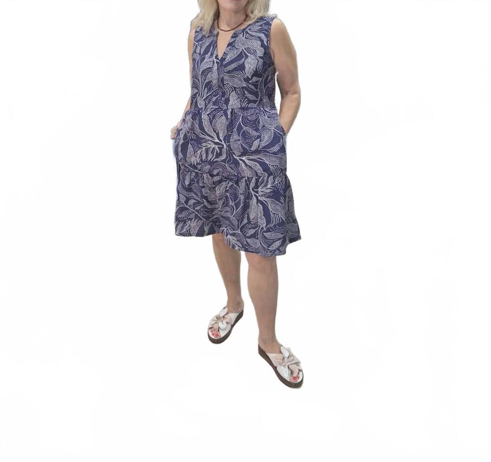 NEW ESCAPE BY HABITAT regatta rayon leaves paradise dress in navy